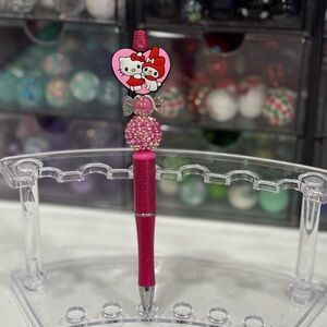 🩷 Handcrafted Beaded Hello Kitty & My Melody Pen New